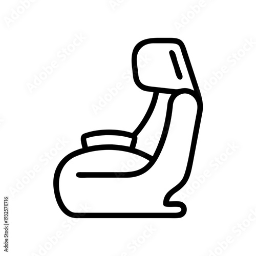 Child Car Seat Outline Icon — Rental Vehicle Safety Seat and Family Travel Symbol