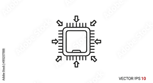 Central Processing Unit Icon with Arrows Indicating Data Flow.