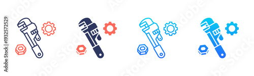 Pipe Wrench Icon Pack In Multiple Styles