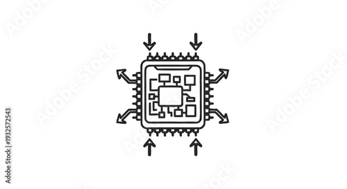 Central Processing Unit with Arrows Indicating Data Flow.