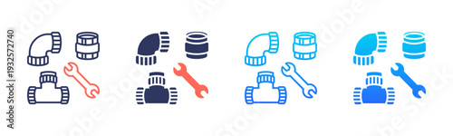 Pipe Fittings Icon Pack In Multiple Styles