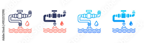 Water Supply Line Icon Pack In Multiple Styles
