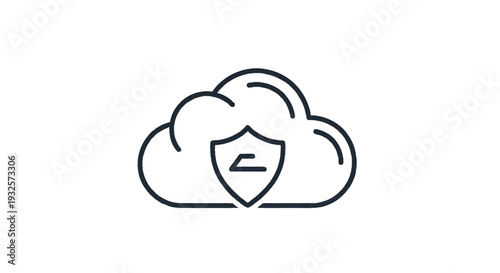 Cloud Security Shield Icon Represents Data Protection.