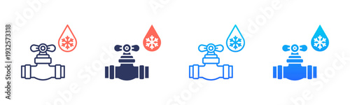 Cold Water Line Icon Pack In Multiple Styles