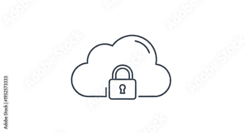 Cloud Security Icon with Padlock Symbol.