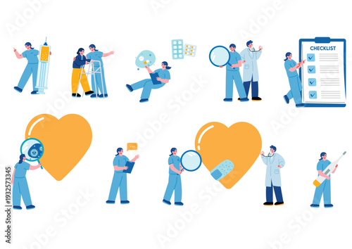 女性看護師のイラストセット