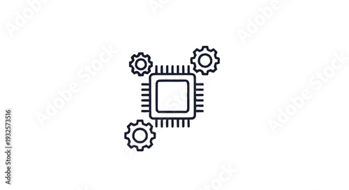 Central Processing Unit with Gears Icon.