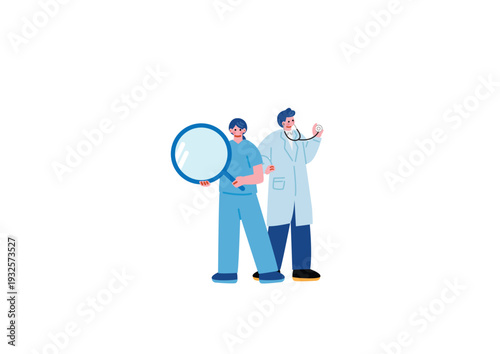 女性看護師と男性医師のイラスト