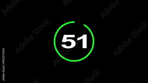 56 second Countdown timer. Minimal countdown 56 timer animation from 56 to 0 seconds. on black screen. Circle countdown timer thirty seconds animation.High quality 4K video.
