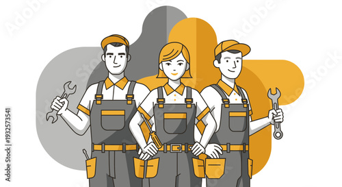 Team of skilled mechanics and technicians ready for work.