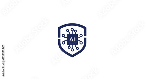 Artificial Intelligence Security Shield Icon Digital Technology.