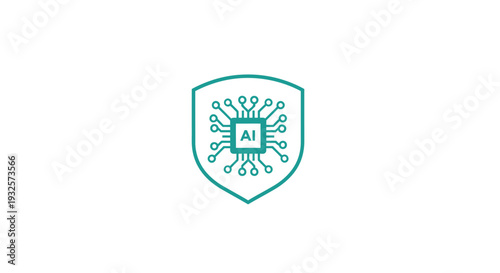 Artificial Intelligence Security Shield Icon Digital Technology.