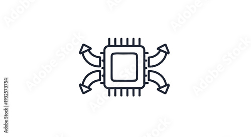 Central Processing Unit with Curved Arrows Indicating Data Flow.