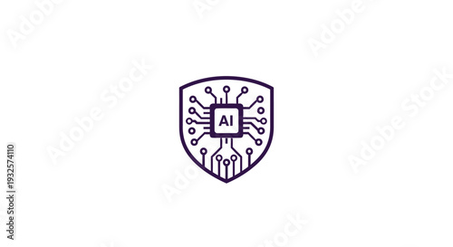 Artificial Intelligence Security Shield Icon Technology Concept.