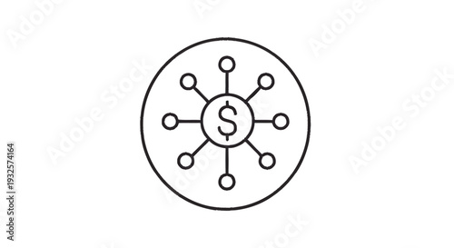 Central Dollar Symbol Connected to Multiple Outward Nodes.