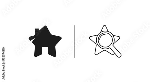 Home and Search Star Icons Vector Set