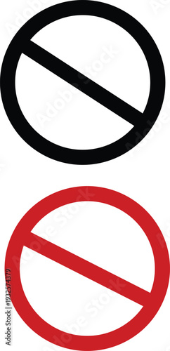 Prohibition signs with line through circle