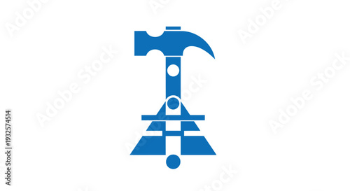 Blue Hammer and Geometric Shapes Symbolizing Construction.