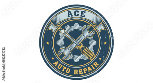 Ace Auto Repair logo featuring tools and gear, a symbol of automotive service.