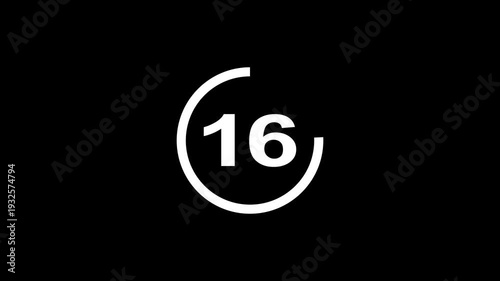 21 second Countdown timer. Minimal countdown 21 timer animation from 21 to 0 seconds. on black screen. Circle countdown timer thirty seconds animation.High quality 4K video.