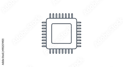 Central Processing Unit Microchip Icon Outline.