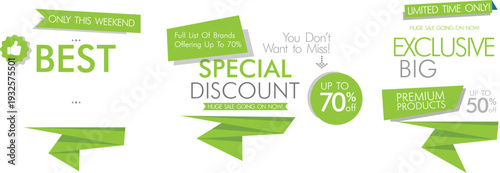 A collection of special discount stickers and labels