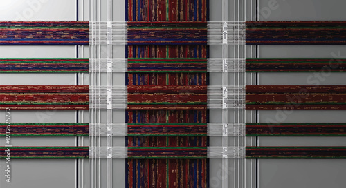 A vibrant and intricate Yakan weaving pattern originating from the Philippines, showcasing a traditional textile design with colorful fabric, rich cultural heritage, and meticulous craftsmanship.