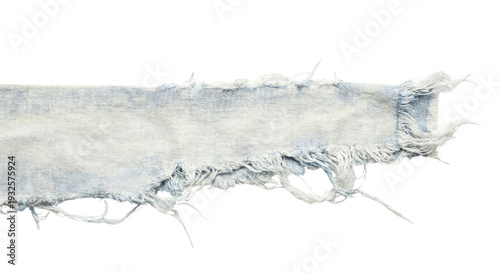 Cuadro en lienzo Light blue denim fabric strip with frayed edges