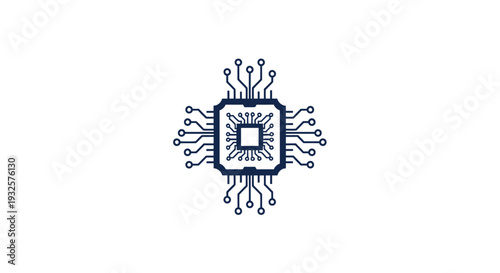 Central Processing Unit Microchip Icon Technology Concept.