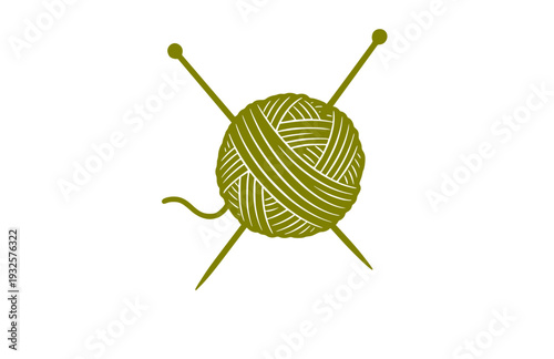 Organic Ball of Yarn and Knitting Needles Silhouette, Cozy DIY Craft Vector Sticker, Handmade Hobby and Wool Illustration