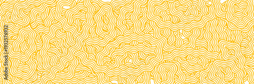 Yellow ramen soup texture background. Asian instant noodle, pasta or spaghetti. Japanese, Chinese wavy design. Background abstract food illustration