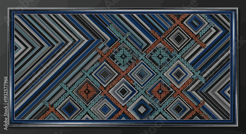 Seamless Yakan Weaving Pattern Inspired by Traditional Filipino Textile Art, Geometric Tribal Stripes and Diamond Motifs in Deep Blue and Rust Tones, Cultural Handloom Fabric Background from Mindanao