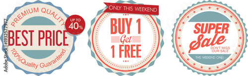 Collection of sale stickers on a white background