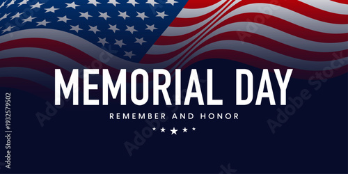 Memorial Day background, US flag border, text design