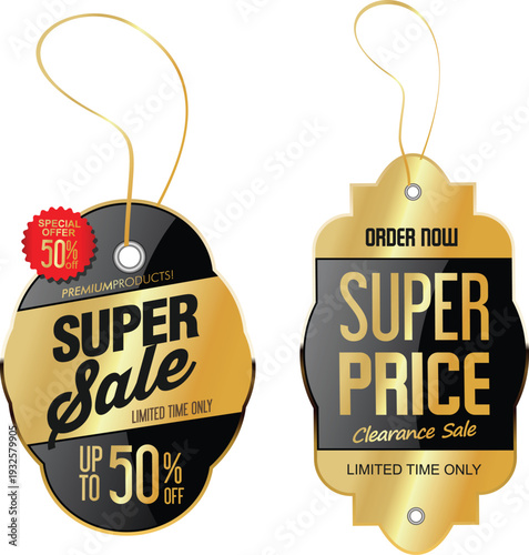 Two discount tags for a super sale clearance