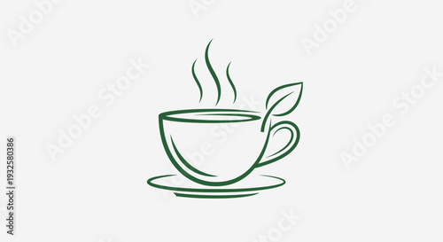 Herbal Tea Cup Icon – Green Organic Hot Drink Vector Illustration