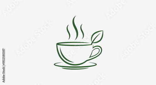 Herbal Tea Cup Icon – Green Organic Hot Drink Vector Illustration