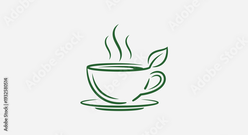 Herbal Tea Cup Icon – Green Organic Hot Drink Vector Illustration
