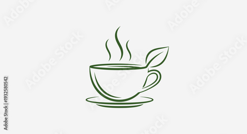 Herbal Tea Cup Icon – Green Organic Hot Drink Vector Illustration