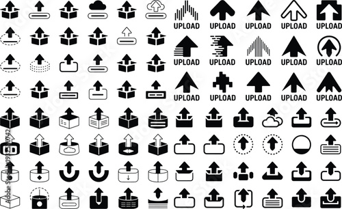Set of 100 upload icons vector