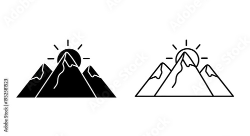 Climbing mountain sunrise adventure Vector