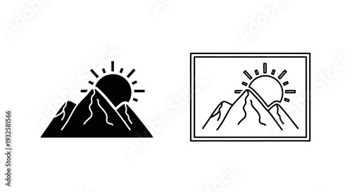 Mountain sunrise silhouette vector Vector