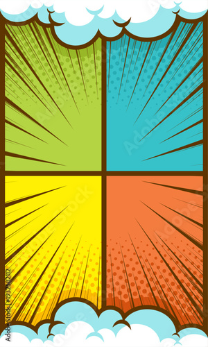 Comic cartoon background portrait for template in pop art style