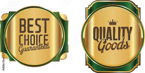 Golden badges with best choice and quality goods guarantees