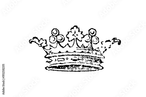 Canvas Print Marquis' coronet or crown with strawberry leaves alternating with pearls, symbolizing the rank of marquis, old vintage illustration, 1897