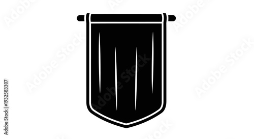 A simple black and white illustration of a pocket on a plain white background.