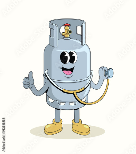 gas cylinder stethoscope groovy cartoon illustration