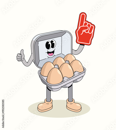 egg carton foam finger groovy cartoon illustration