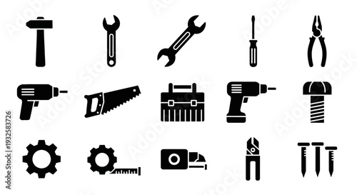Collection of essential tools for construction and repair work