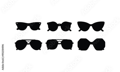 Collection of various sunglasses silhouettes showing trendy eye frame